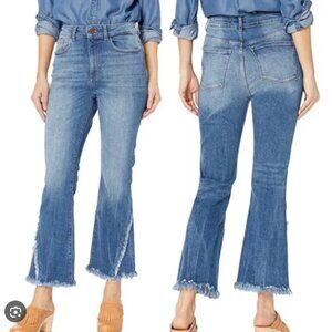 DL1961 Jeans Womens Size 26 Blue Wallace High Rise Cropped Flare Briggs Raw Hem